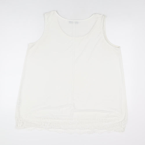 Just Be You Womens White Polyester Basic T-Shirt Size XL Round Neck