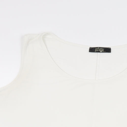 Just Be You Womens White Polyester Basic T-Shirt Size XL Round Neck