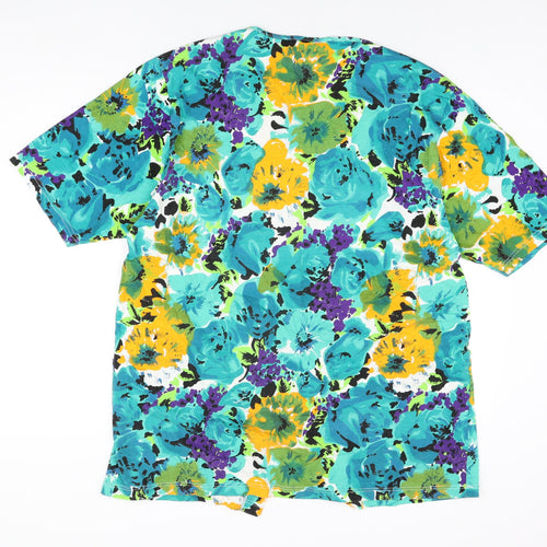 Co-ordinate Club Womens Multicoloured Floral Cotton Basic Button-Up Size 22 V-Neck - Size 22-24