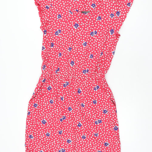 NEXT Womens Pink Floral Cotton Shift Size 10 Scoop Neck Pullover