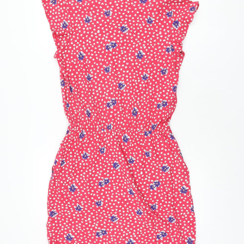 NEXT Womens Pink Floral Cotton Shift Size 10 Scoop Neck Pullover