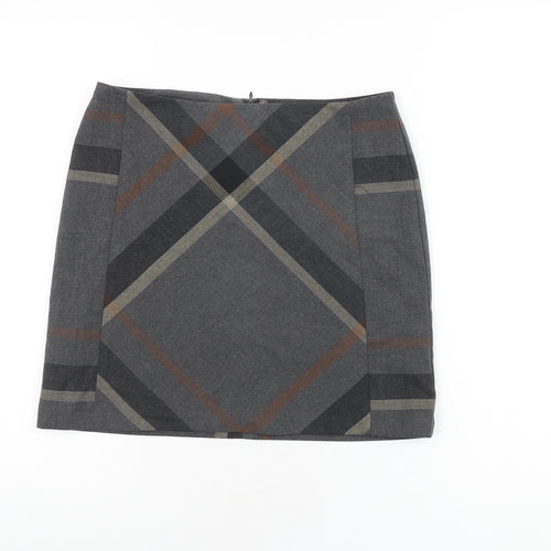 NEXT Womens Grey Geometric Polyester A-Line Skirt Size 8 Zip