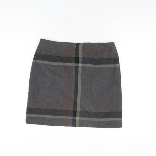 NEXT Womens Grey Geometric Polyester A-Line Skirt Size 8 Zip
