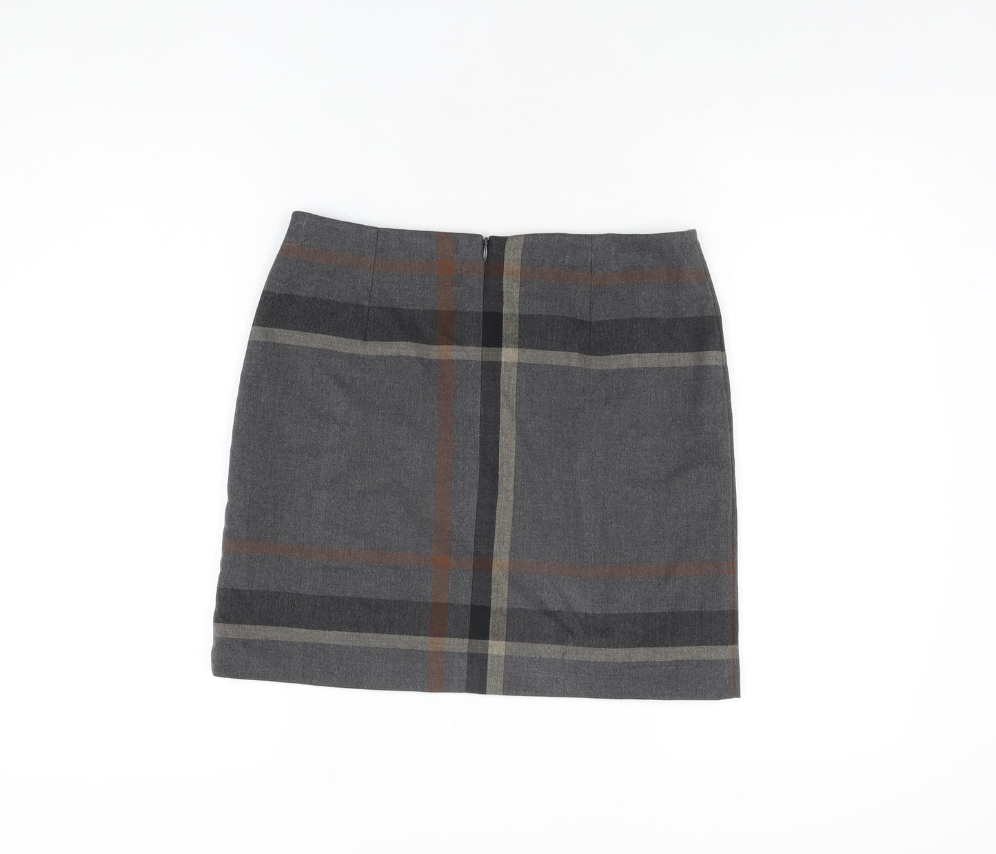 NEXT Womens Grey Geometric Polyester A-Line Skirt Size 8 Zip