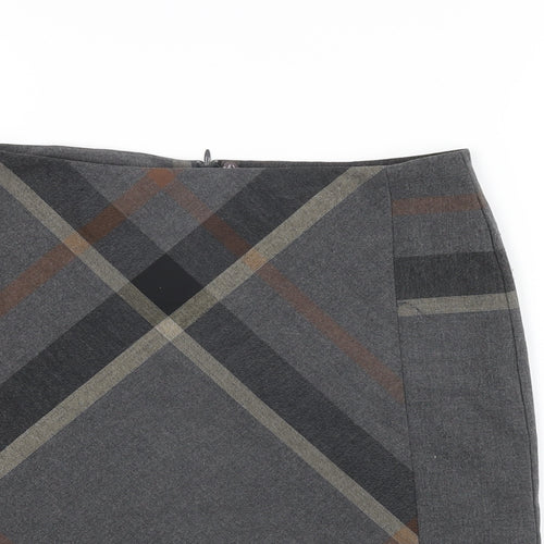 NEXT Womens Grey Geometric Polyester A-Line Skirt Size 8 Zip