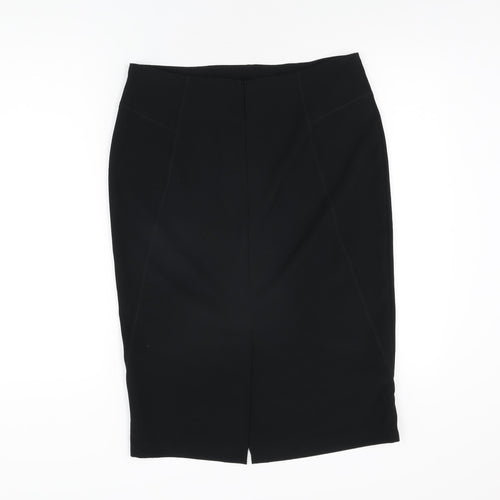 Marks and Spencer Womens Black Polyester Straight & Pencil Skirt Size 12 Zip