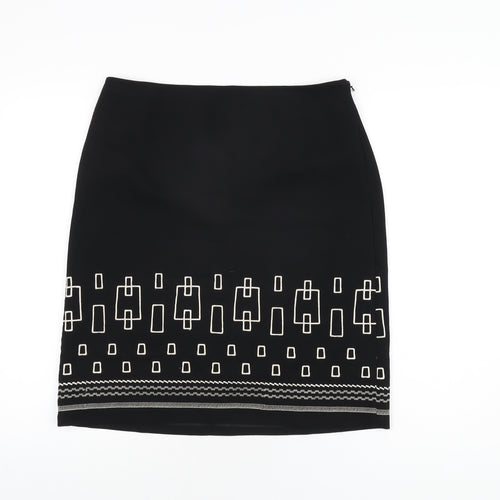LOFT Womens Black Geometric Polyester Straight & Pencil Skirt Size 10 Zip