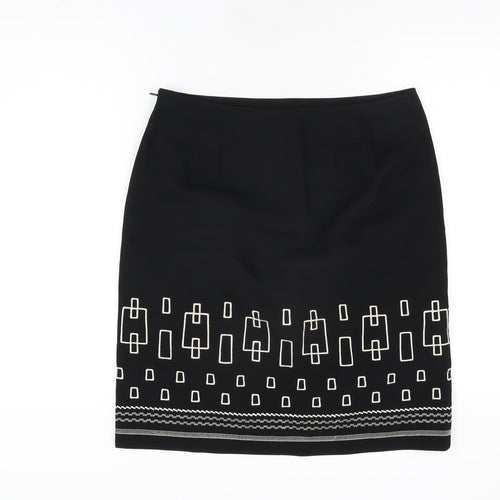 LOFT Womens Black Geometric Polyester Straight & Pencil Skirt Size 10 Zip