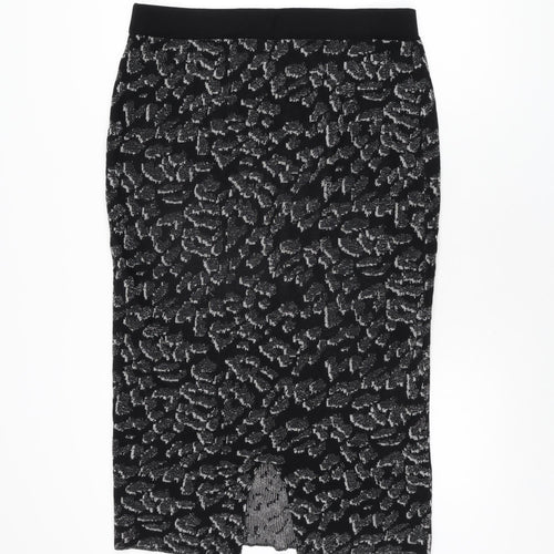 Oasis Womens Black Geometric Polyester Straight & Pencil Skirt Size L