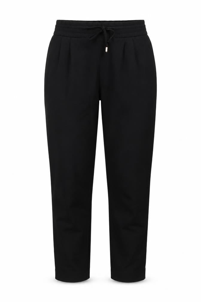 Front view of Zara women’s black polyester trousers, size XS, 27.5-inch leg regular drawstring