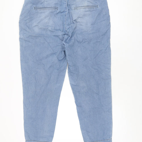 Zara Womens Blue Cotton Tapered Jeans Size 14 L28 in Regular Zip