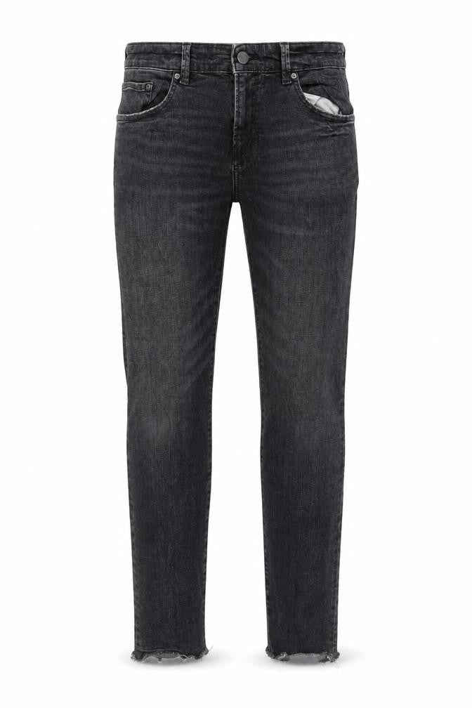 Front view of Pull&Bear men’s grey cotton skinny jeans, size 32, in, 29-inch leg regular button