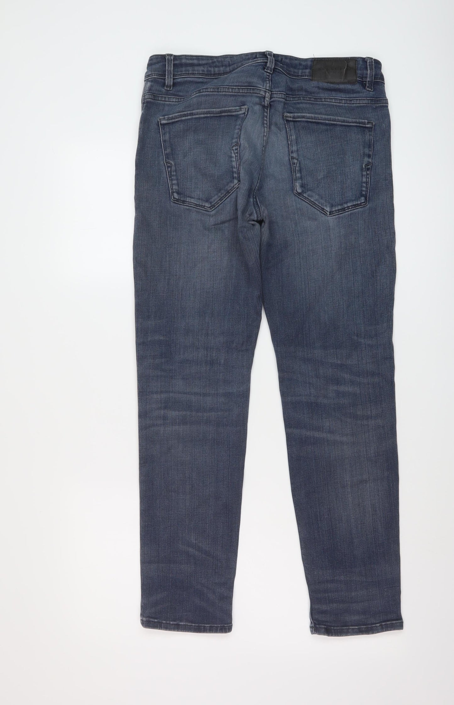 Selected Mens Blue Cotton Skinny Jeans Size 33 in L28 in Regular Button
