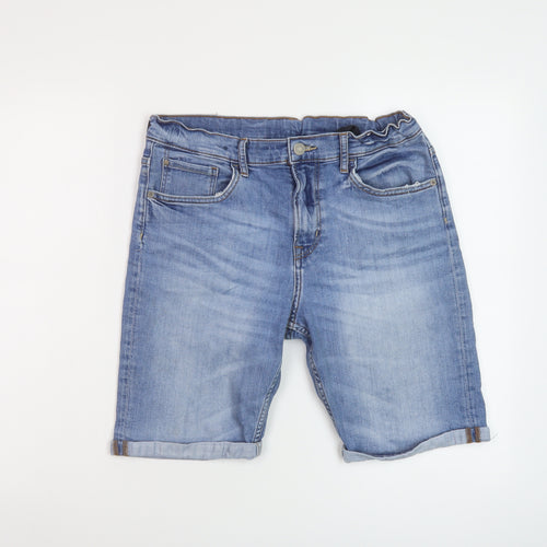 H&M Boys Blue Cotton Bermuda Shorts Size 13-14 Years Regular Zip