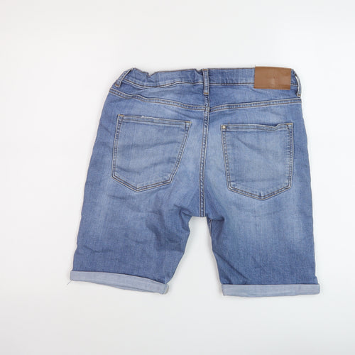 H&M Boys Blue Cotton Bermuda Shorts Size 13-14 Years Regular Zip