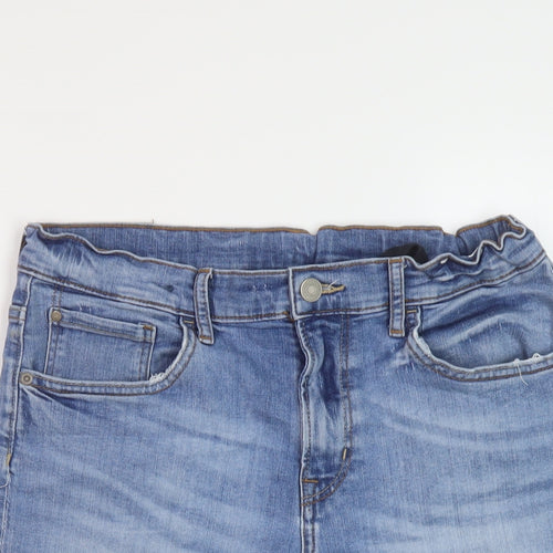 H&M Boys Blue Cotton Bermuda Shorts Size 13-14 Years Regular Zip