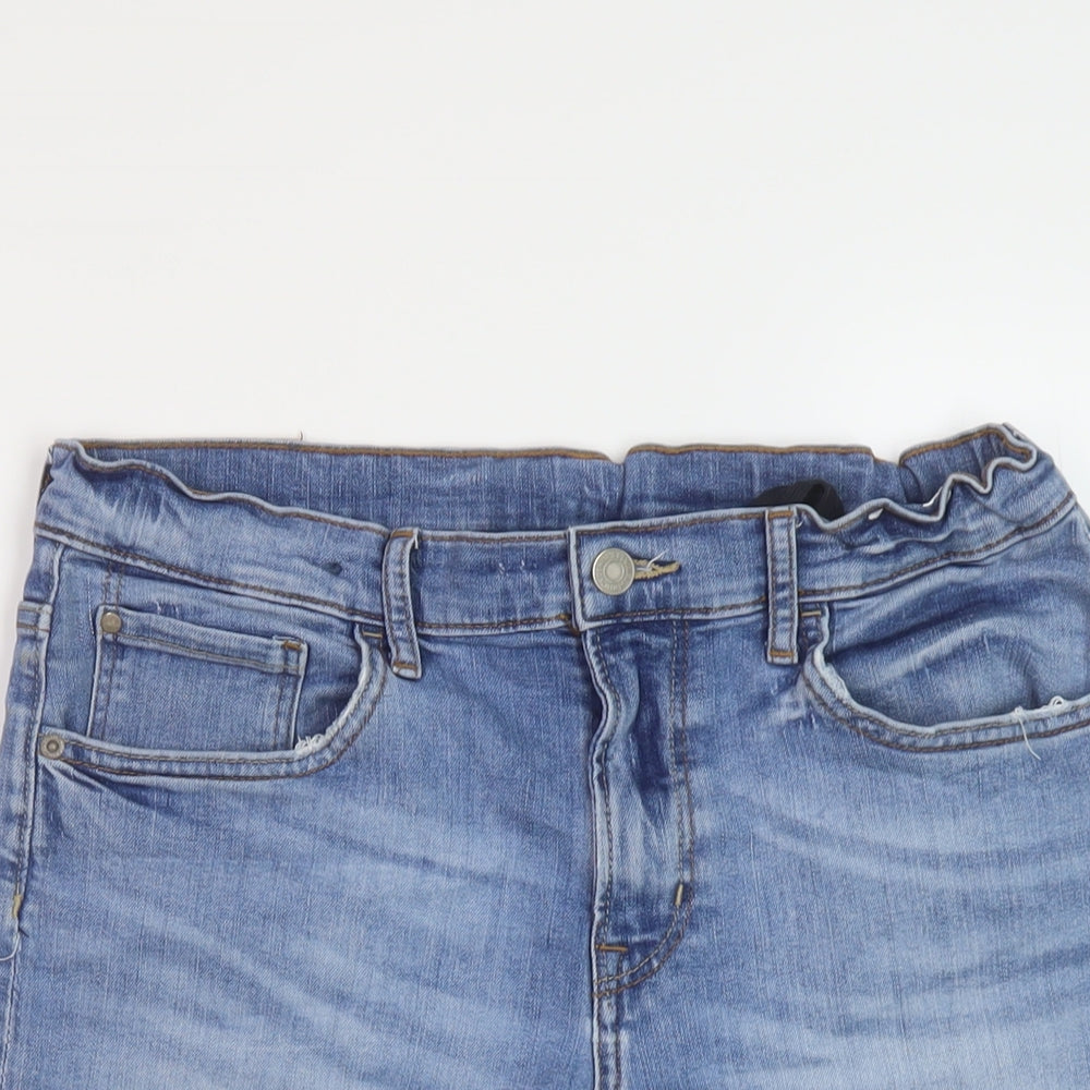 H&M Boys Blue Cotton Bermuda Shorts Size 13-14 Years Regular Zip