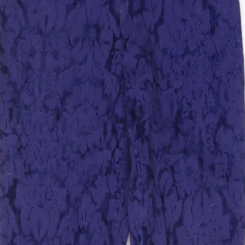Anthropologie Womens Blue Floral Viscose Trousers Size 6 L27 in Regular Zip