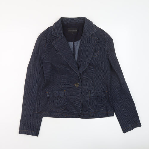Marks and Spencer Womens Blue Polka Dot Jacket Size 14 Button
