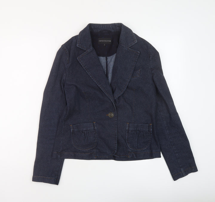 Marks and Spencer Womens Blue Polka Dot Jacket Size 14 Button