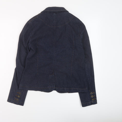 Marks and Spencer Womens Blue Polka Dot Jacket Size 14 Button