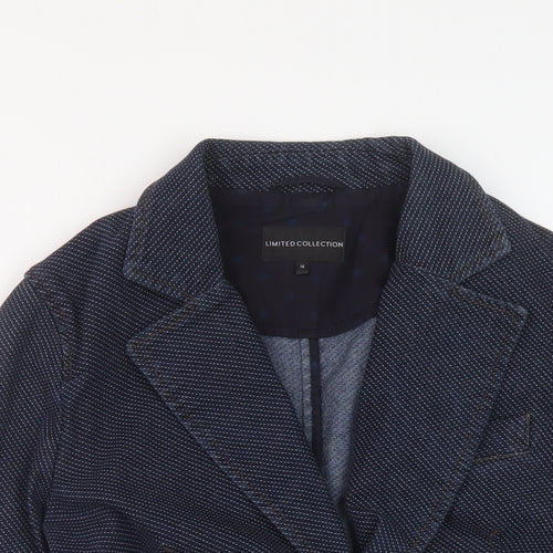 Marks and Spencer Womens Blue Polka Dot Jacket Size 14 Button