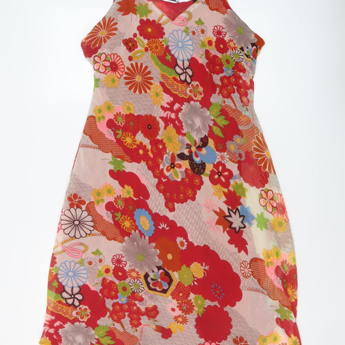 Charms Womens Multicoloured Floral Polyester A-Line Size L V-Neck Pullover