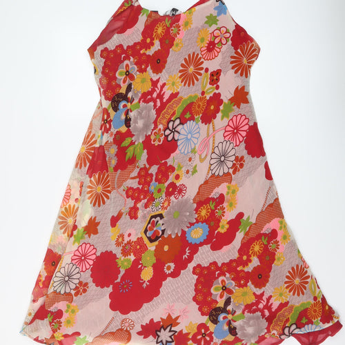 Charms Womens Multicoloured Floral Polyester A-Line Size L V-Neck Pullover