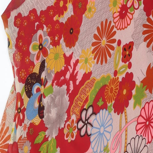 Charms Womens Multicoloured Floral Polyester A-Line Size L V-Neck Pullover