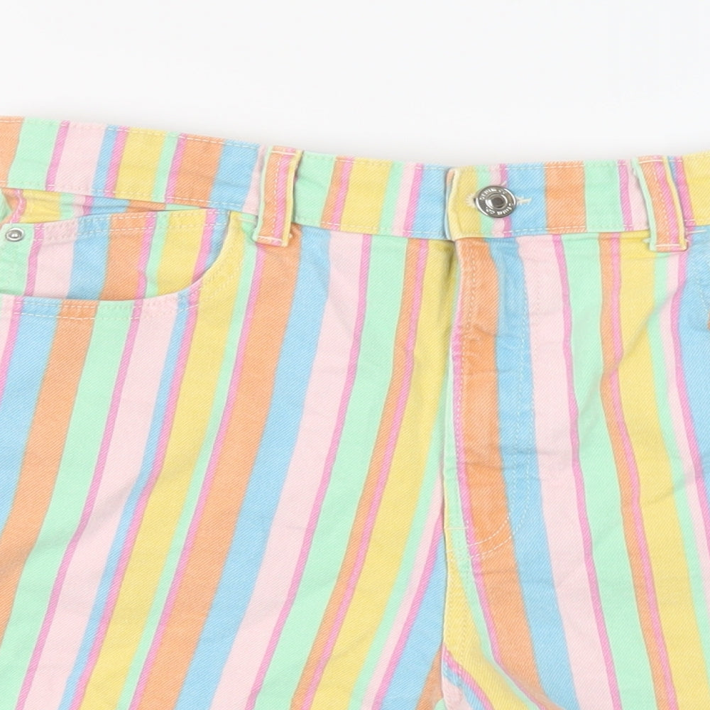 Denim & Co. Womens Multicoloured Striped Cotton Mom Shorts Size 16 L4 in Regular Button