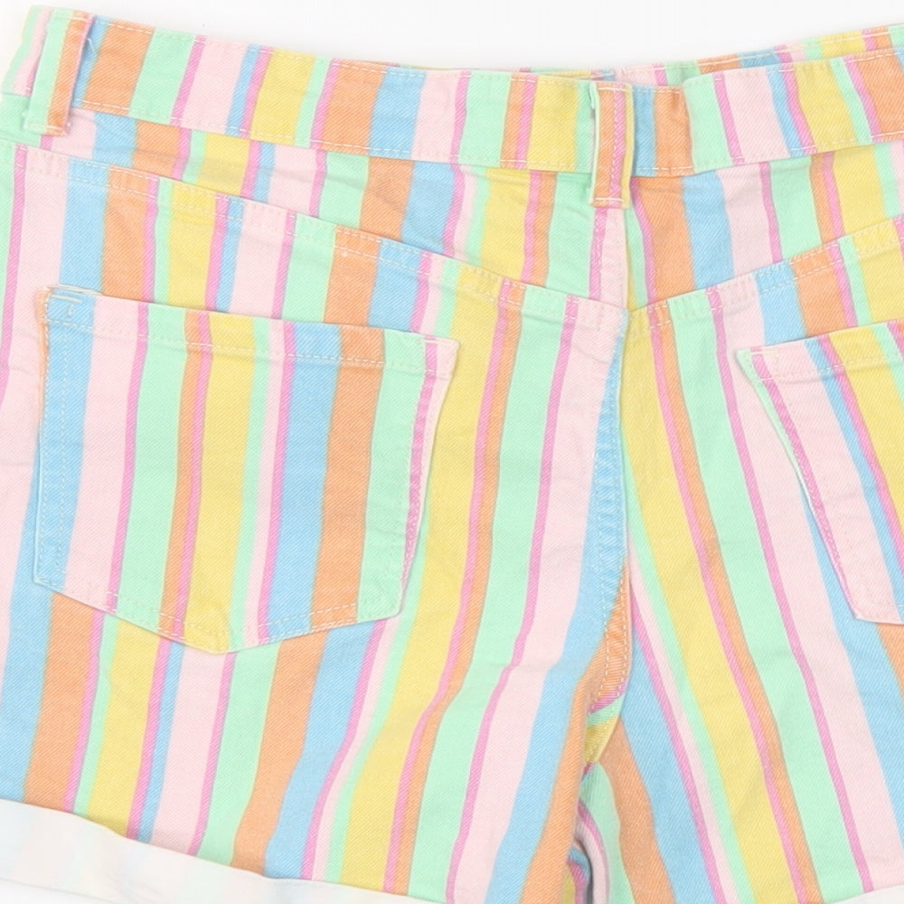 Denim & Co. Womens Multicoloured Striped Cotton Mom Shorts Size 16 L4 in Regular Button