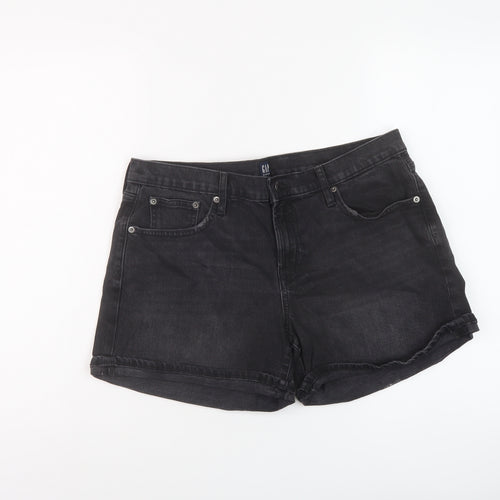 Gap Womens Grey Cotton Mom Shorts Size 32 in L5 in Regular Button