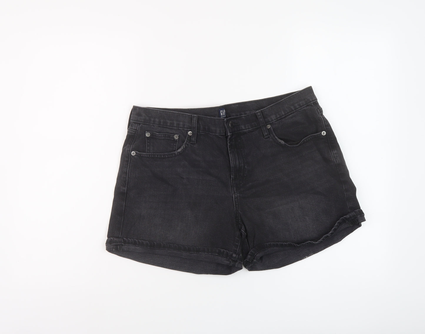 Gap Womens Grey Cotton Mom Shorts Size 32 in L5 in Regular Button