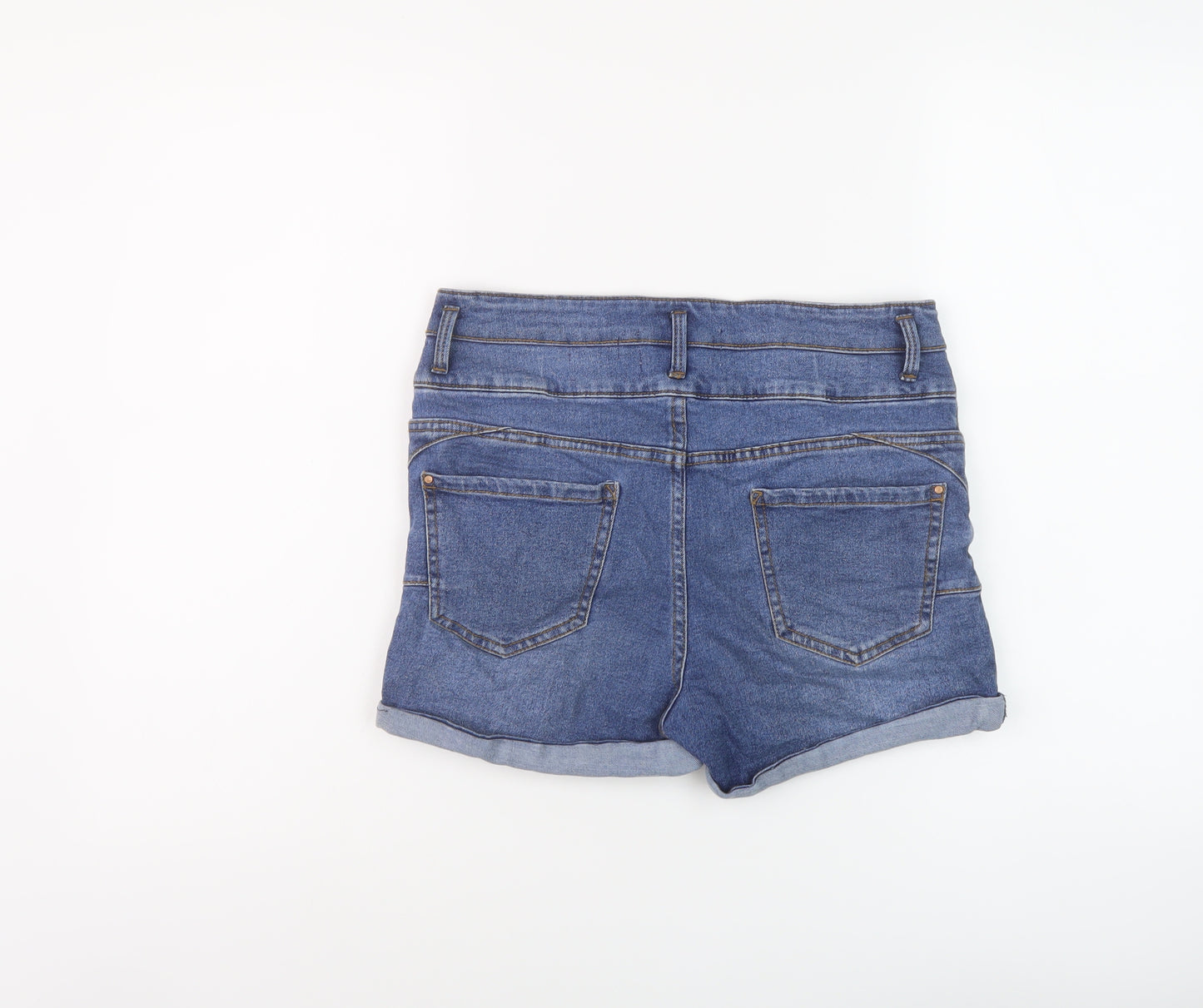 New Look Womens Blue Cotton Hot Pants Shorts Size 10 L3 in Regular Button