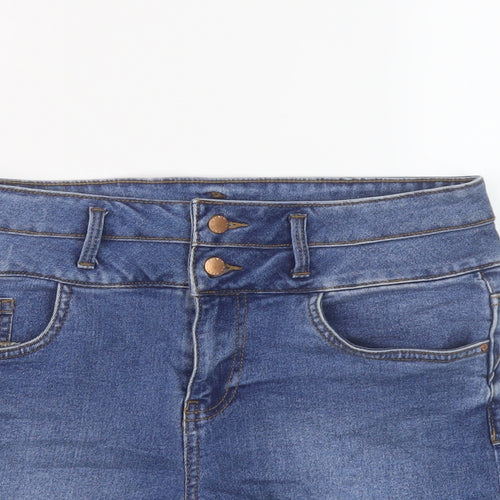 New Look Womens Blue Cotton Hot Pants Shorts Size 10 L3 in Regular Button
