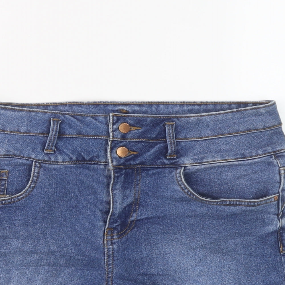 New Look Womens Blue Cotton Hot Pants Shorts Size 10 L3 in Regular Button