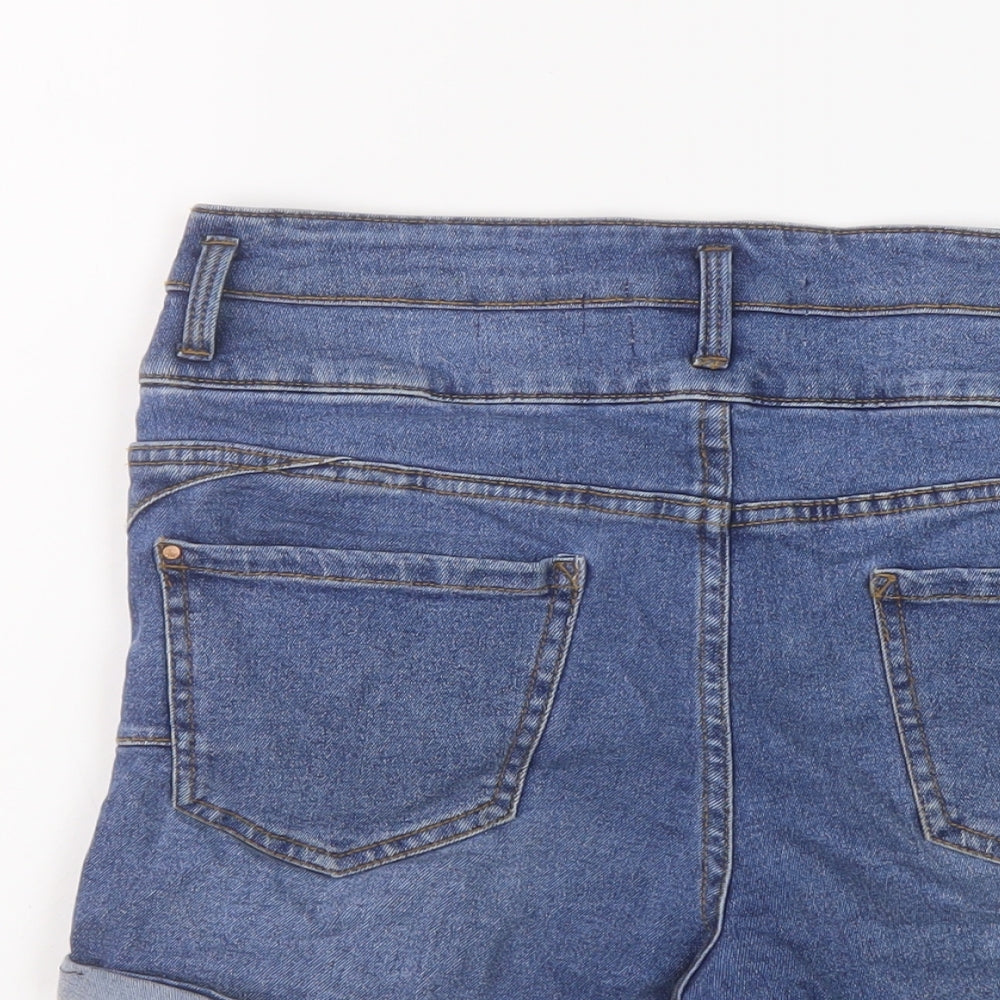 New Look Womens Blue Cotton Hot Pants Shorts Size 10 L3 in Regular Button