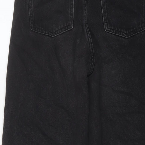 River Island Womens Black Cotton Wide-Leg Jeans Size 6 L31 in Regular Button