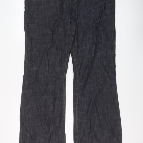 Marks and Spencer Womens Blue Cotton Bootcut Jeans Size 38 in L31 in Regular Button
