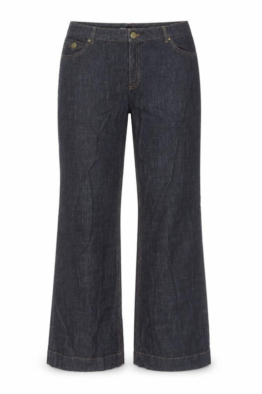 Front view of Marks & Spencer women’s blue cotton bootcut jeans, size UK 38, in, 31-inch leg regular button
