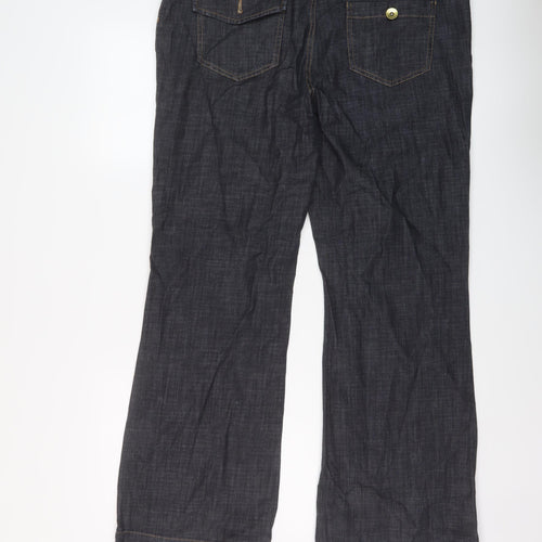 Marks and Spencer Womens Blue Cotton Bootcut Jeans Size 38 in L31 in Regular Button