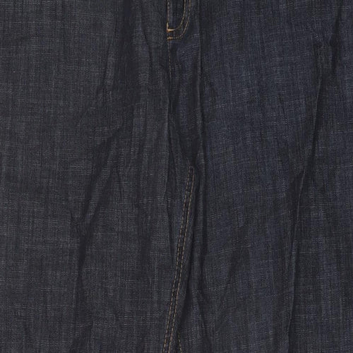Marks and Spencer Womens Blue Cotton Bootcut Jeans Size 38 in L31 in Regular Button