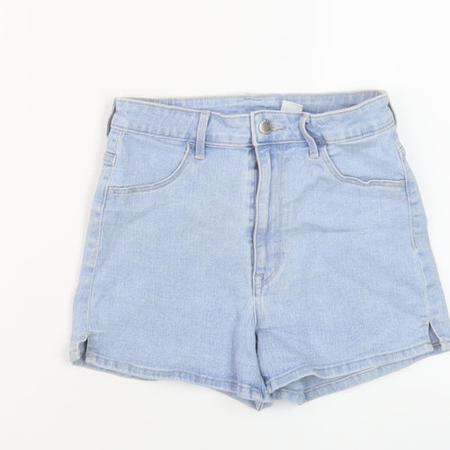 H&M Womens Blue Cotton Hot Pants Shorts Size 8 L3 in Regular Button
