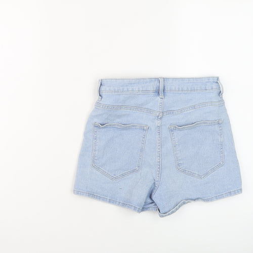 H&M Womens Blue Cotton Hot Pants Shorts Size 8 L3 in Regular Button