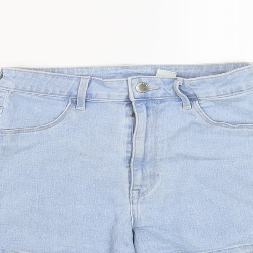 H&M Womens Blue Cotton Hot Pants Shorts Size 8 L3 in Regular Button