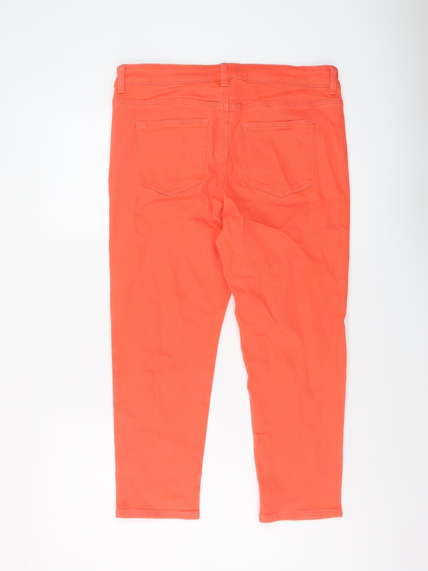 TU Womens Orange Cotton Cropped Jeans Size 14 L23 in Regular Button