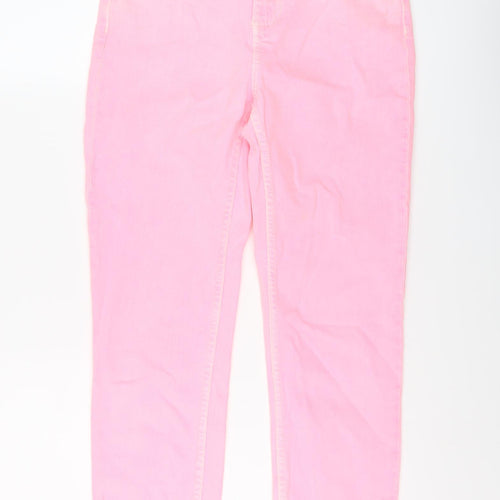 Topshop Womens Pink Cotton Cropped Jeans Size 28 in L24 in Regular Button