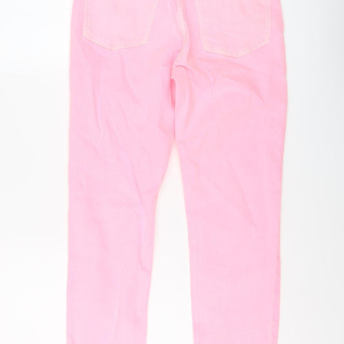Topshop Womens Pink Cotton Cropped Jeans Size 28 in L24 in Regular Button