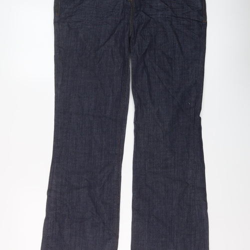 Nexct Womens Blue Cotton Bootcut Jeans Size 14 L30 in Regular Button