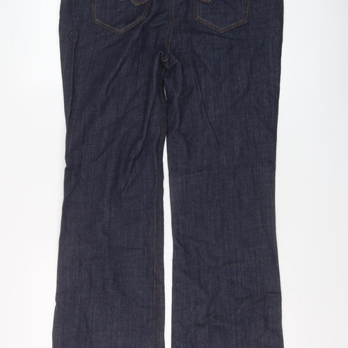 Nexct Womens Blue Cotton Bootcut Jeans Size 14 L30 in Regular Button